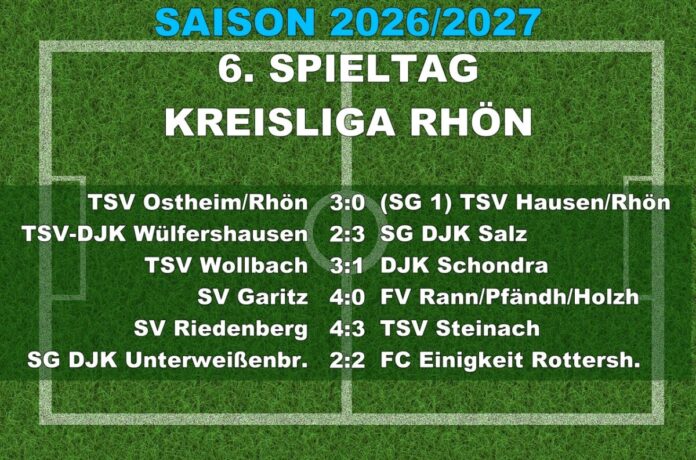 6. Spieltag Kreisliga Rhön Ergebnisse